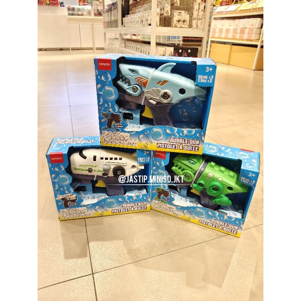MINISO 🆕 Bubble Gun Pistol Bubble 3D Figure Shark / Dino / Airplane