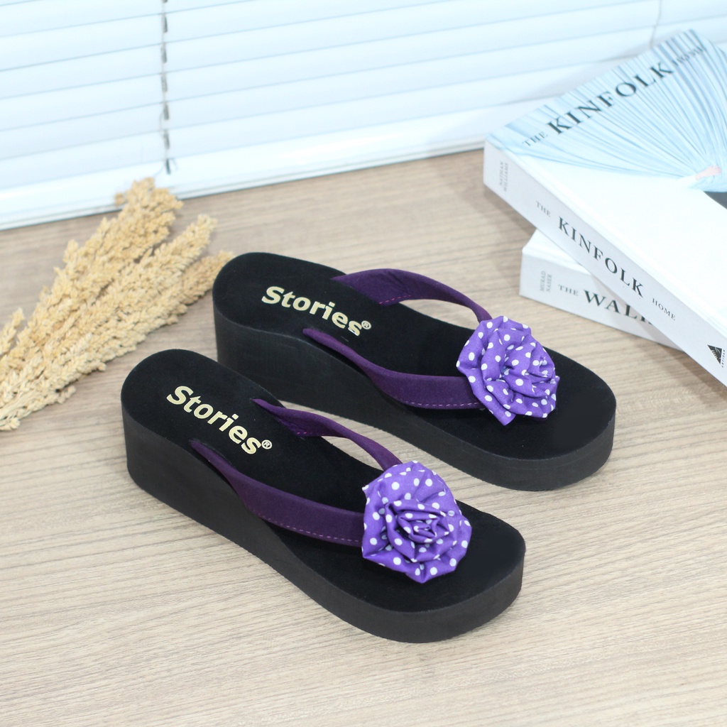 Sandal Wedges Sandal Wanita Bunga