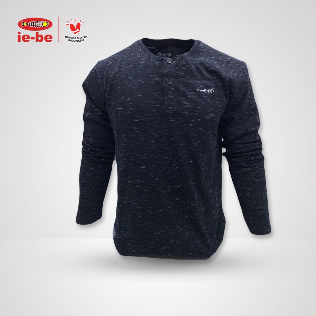 Kaos Tangan Panjang IEBE Casual Black Slub I1HL8065