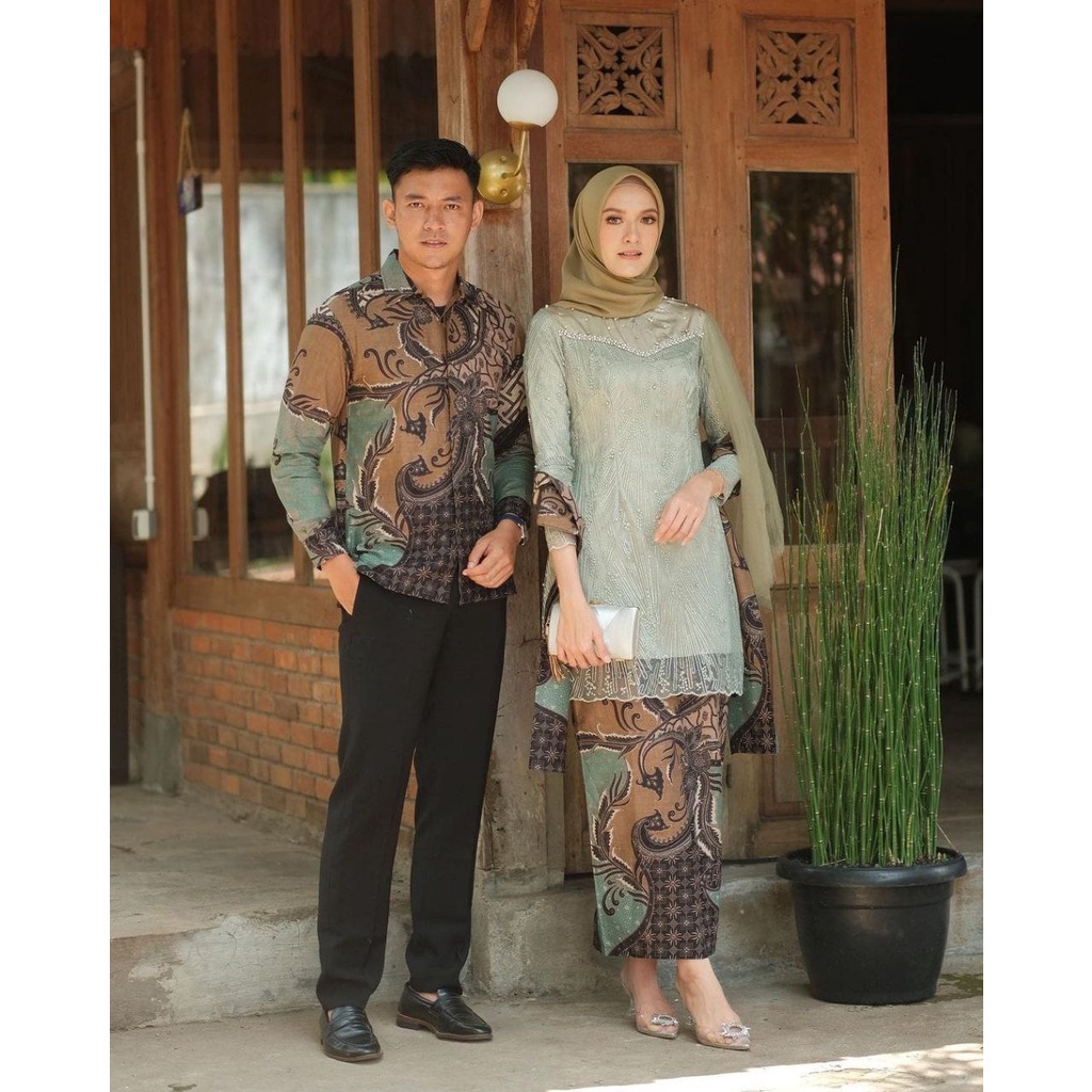 KEMEJA BATIK PRIA HIJAU WARDAH COUPLE KEBAYA