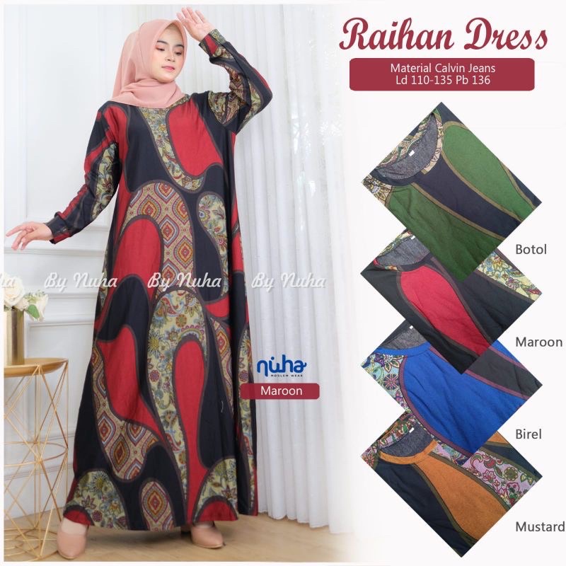 Manora Jumbo Maxy - Gamis Calvin Jeans Terbaru LD110+ Raihan Dress / 023-7017