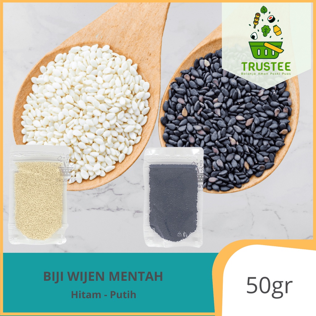 BIJI WIJEN PUTIH / HITAM 50gr MENTAH Taburan makanan Korea &amp; Jepang | Goma Shiro / Kuro | Raw White &amp; Black Sesame Seed / Seeds