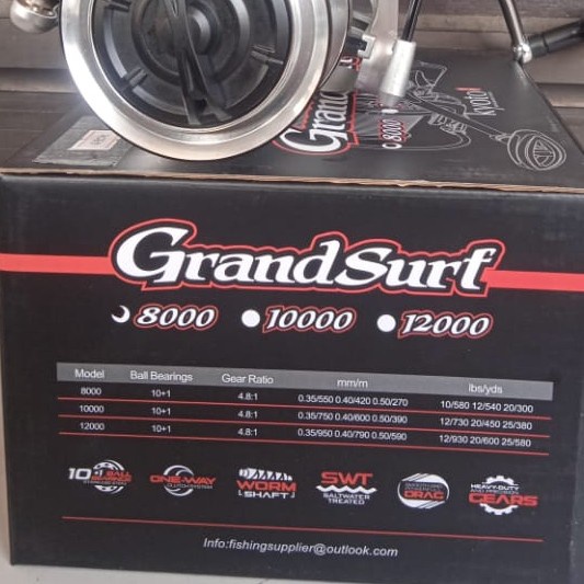 Reel Pancing Long Spool Merk Kyoto Grand Surf 8000 10000 12000 Power Handle - 8000