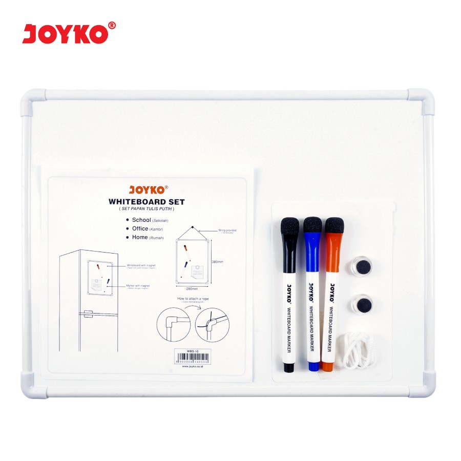 

Whiteboard Set Papan Tulis Putih Joyko WBS-10 280 mm x 380 mm / PapanTulis Anak / WhiteBoard Set Anak