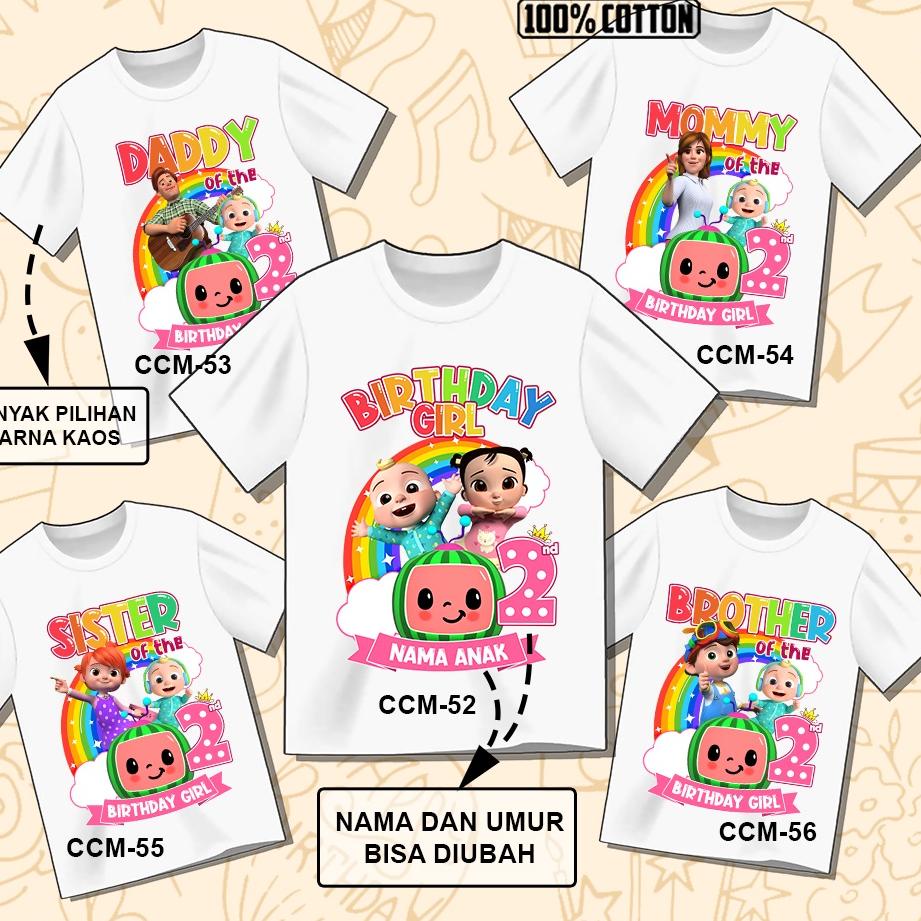 Harga Termurah Baju Kaos ANAK DAN DEWASA COCOMELON COUPLE ULANG TAHUN ULTAH (FREE NAMA)