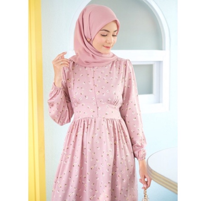 Ounadoutfit Shakila dress wanita premium / dress motif bunga / homedress wanita premium / gamis muslim wanita