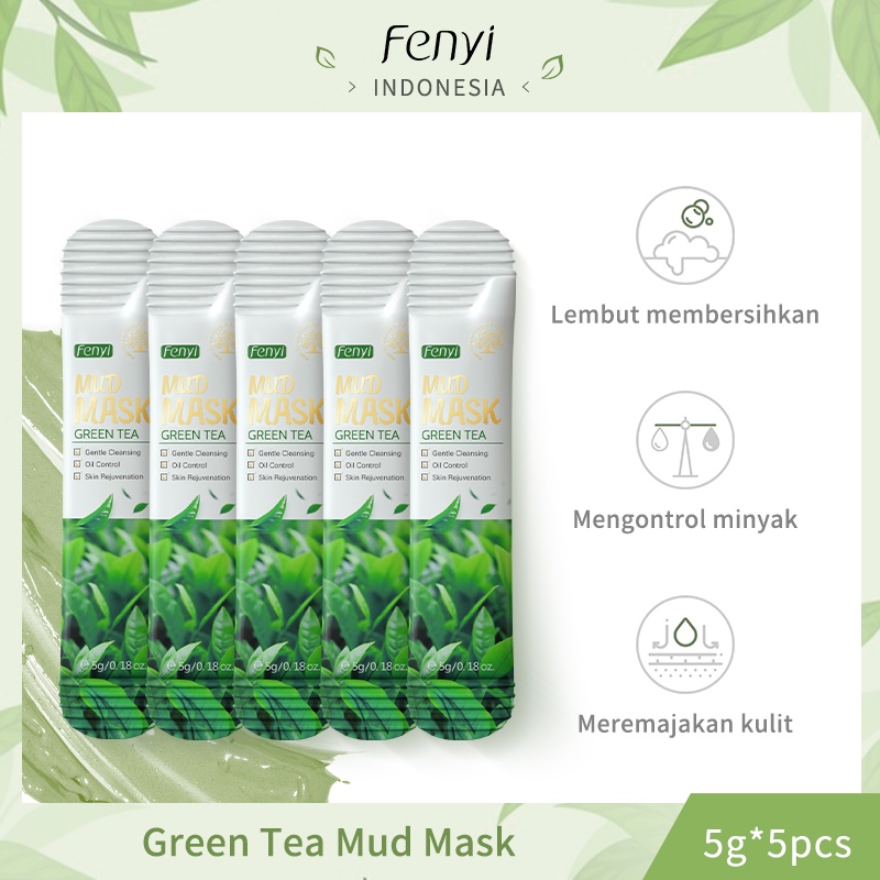 Fenyi Green Tea Cleansing Mud Mask KAOLIN Menghilangkan Komedo Mengontrol Minyak 5pcs