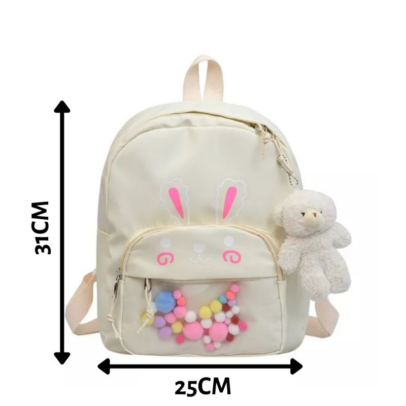 TAS RANSEL SEKOLAH ANAK PEREMPUAN CEWEK MODEL BONEKA TEDDY BEAR / TAS PUNGGUNG BACKPACK MODEL BONEKA LUCU