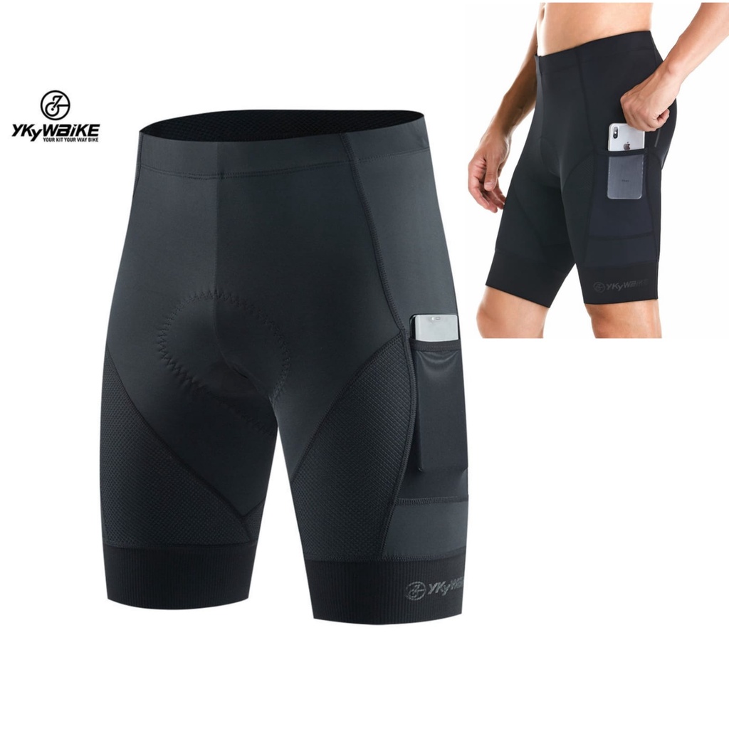 YJWBIKE Celana Sepeda Shorts Padding kantong muat HP