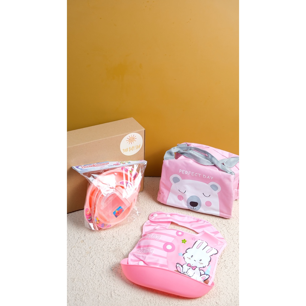 Hampers Peralatan Makan Bayi/ Feeding set Gift Box Baby / Kado New Born / Kado Bayi/ feeding set / Hampers Kado Lahiran Bayi  Gift Set Premium Feeding Travel Baby Hampers