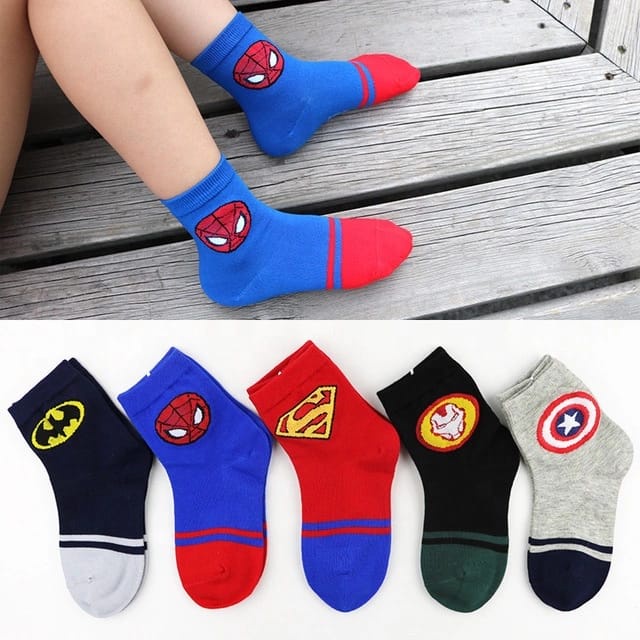 kaos kaki anak laki laki 4-8 tahun motif karakter superhero