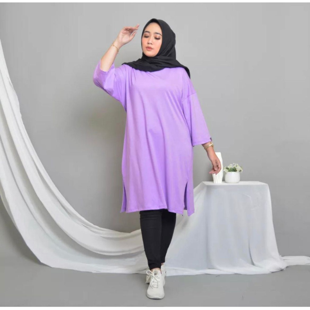 TUNIK BASIC OVERSIZE POLOS DRESS OVERSIZE KAOS POLOS BASIC MIDI DRESS