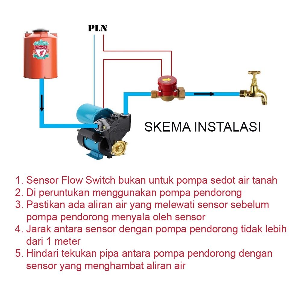 Flow Switch / Otomatis Elektrik 3/4&quot; + Sock Eksternal 1/2&quot; Otomatis Wasser Boster Pump