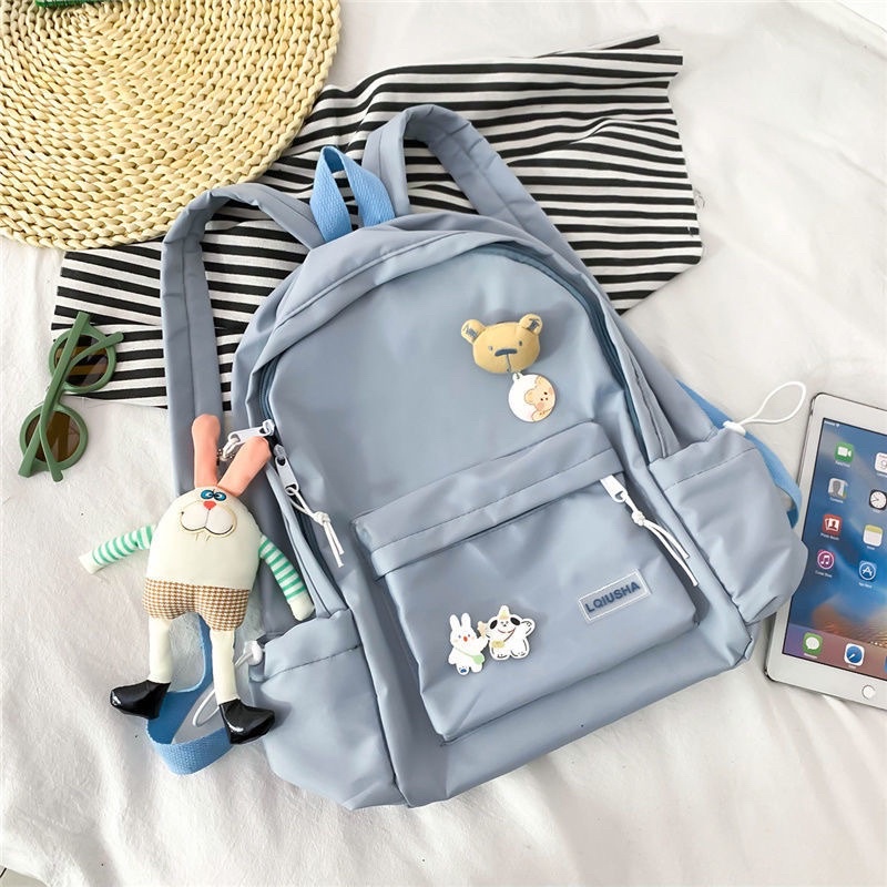 Tas Ransel Sekolah Korean Fashion K0115-Blue-6287
