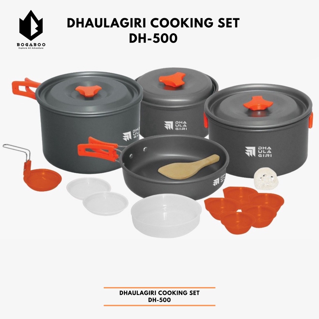 Alat Masak  Dhaulagiri DH 500 - Dhaulagiri Cooking Set Dh-500- Nesting Set - Alat Masak Camping - Coking Set Hiking Camping Keluarga