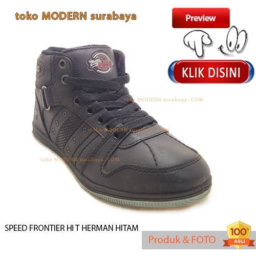 Sepatu anak sekolah kets boots casual tali SPEED FRONTIER HI T HERMAN HITAM