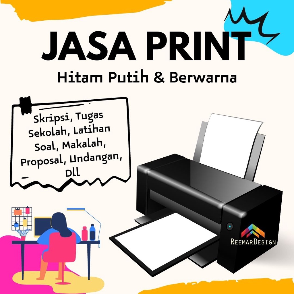 

Reemar JP - Jasa Print / Cetak Dokumen Berwarna dan Hitam Putih Kualitas Terbaik HVS 70/80 gsm