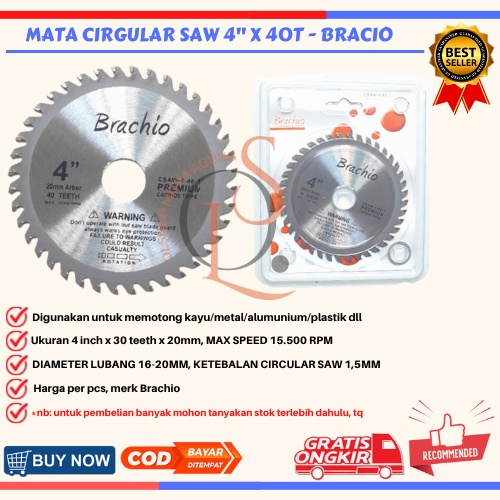 MATA PISAU POTONG KAYU GERGAJI CIRCULAR SAW BLADE 4&quot; INCH WELLSON