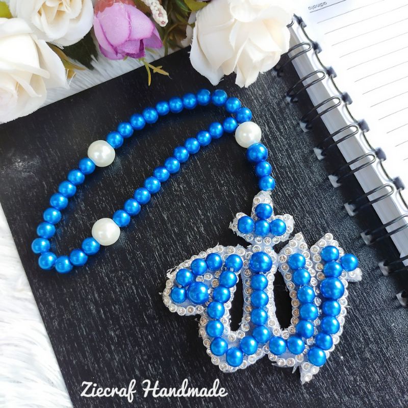 Tasbih mutiara bisa juga untuk gantungan mobil liontin Allah handmade