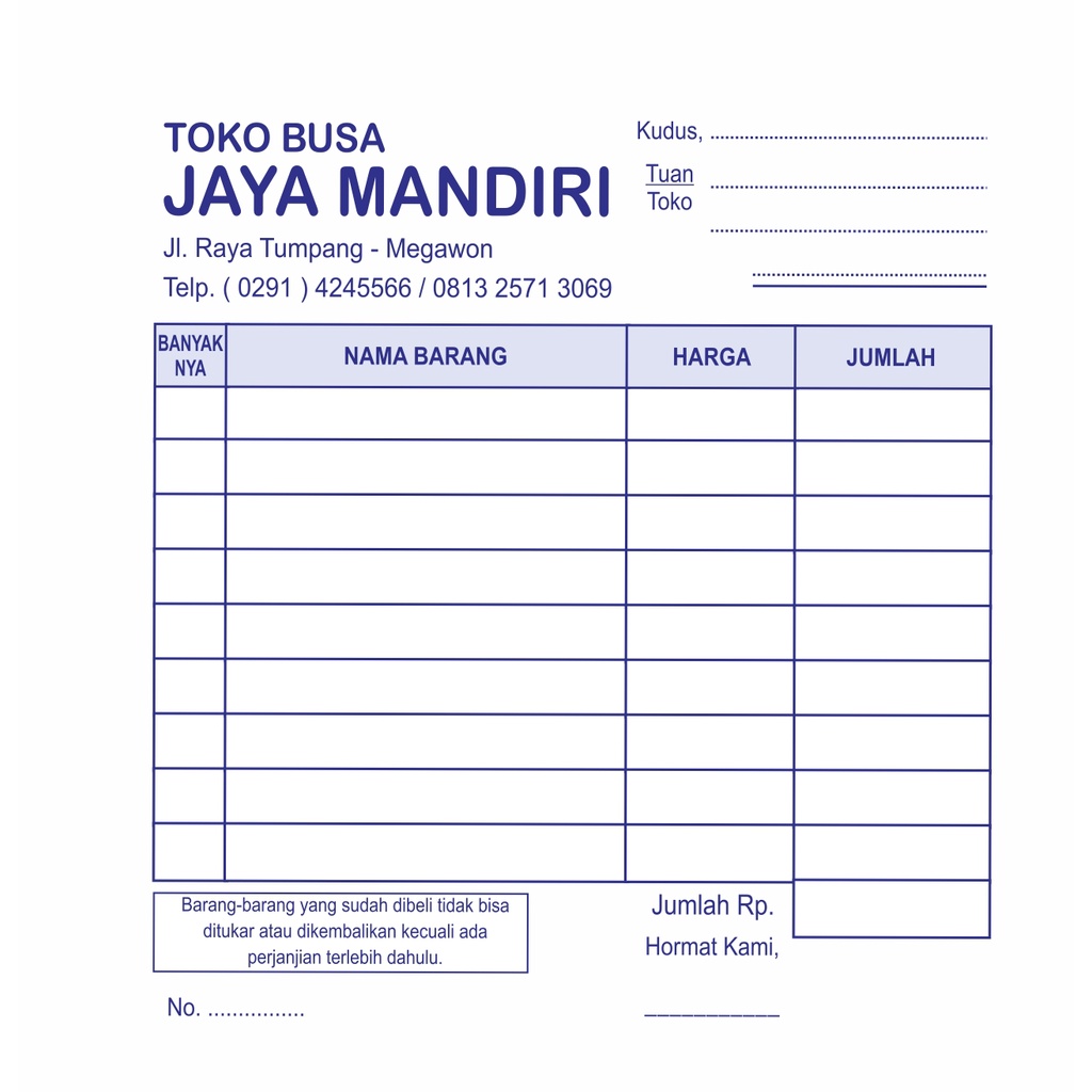 

nota custom 1 Rim 1Ply 1Warna