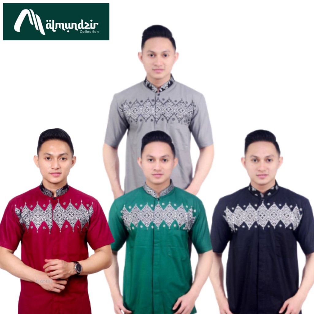 Baju koko kombinasi batik pria dewasa Baju Hem Batik Lengan Pendek