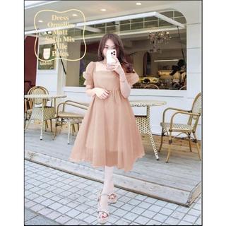 Terbaru Viral Mini Dress Wanita Puffy Ornellie All Size/Gaun Pesta Dan Natal Wanita Remaja Terkini Korean Matt Satin Velvet Mix Tille Polos