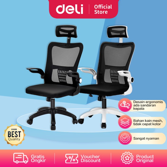 Furniture Deli Kursi Kantor / Kursi Kerja Jaring Dengan Senderan Kepala E492X