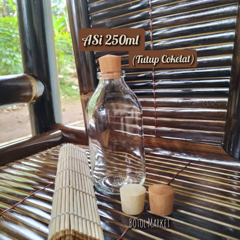 Botol kaca VAS BUNGGA 250ml tutup kayu - botol kemasan dan souvenir terarrium hiasan meja