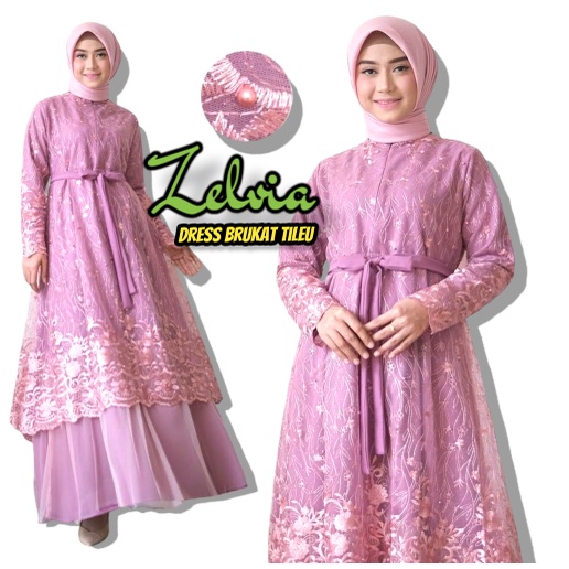 RIRIN DRESS BRUKAT TILE IMPORT/GAMIS BRUKAT/DRESS MUSLIM/KEBAYA MODERN TERBARU 2021/GAMIS BRUKAT KON