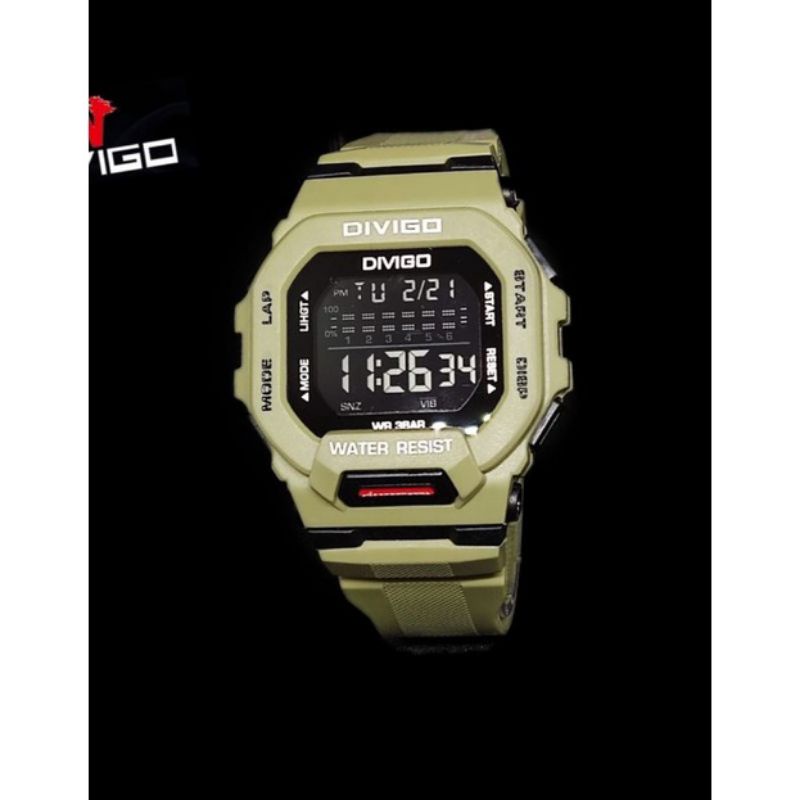 (Terima Cod)Jam Tangan Pria Divigo Digital Sergi Anti Air Strap Rubber/Karet(Dikirim Jakarta)