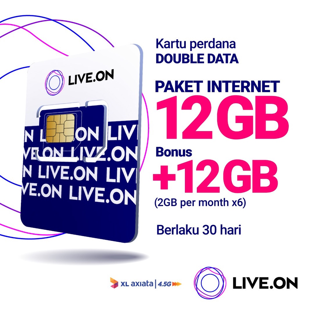 Kartu Perdana Live.On XL Power Click Double Data 12+12GB Bonus