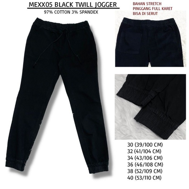 Celana Jogger Pria Murah MEXX05BLACK Twill Jogger