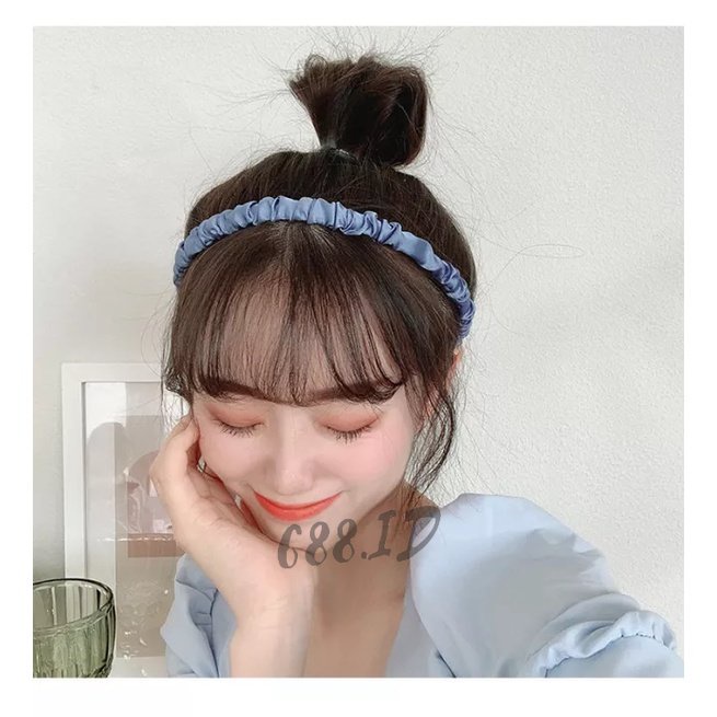 Bando Kerut Scrunchie Headband Korea Bahan Satin untuk Fashion Wanita BDO 05