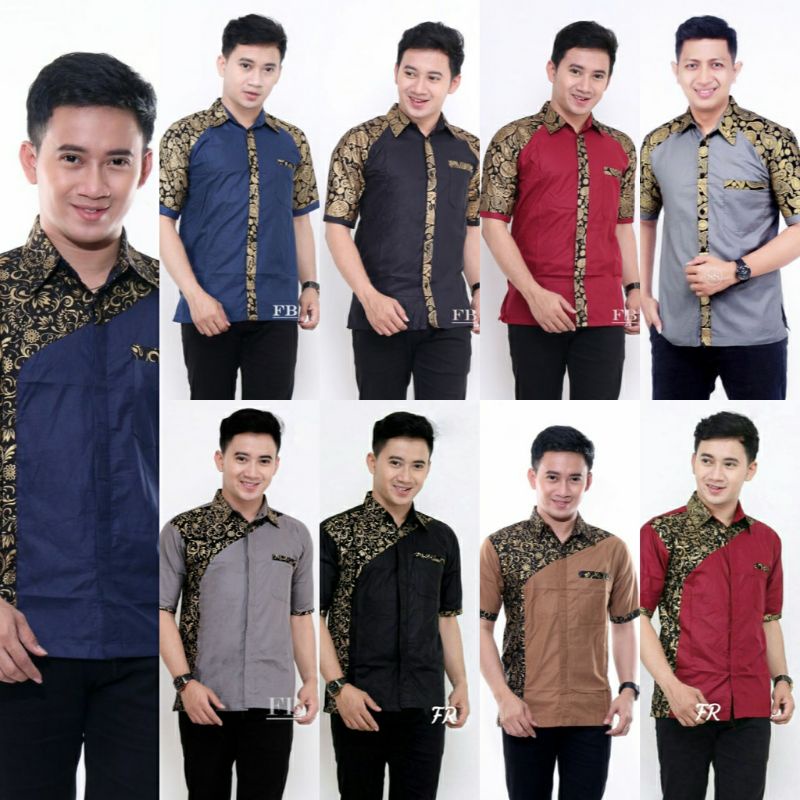 BSWART Batik HRB026 kenongo Hem Pendek kombinasi Padi Pekalongan M L XL XXL XXXL Batik Pria MURAH Modern Grosir