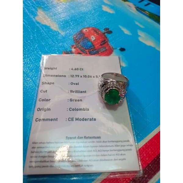 Cincin batu natural zamrud  + memo