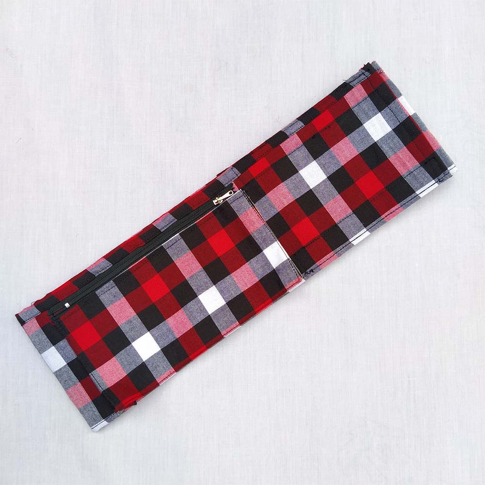 Selendang tas pinggang bali - poleng merah sedang