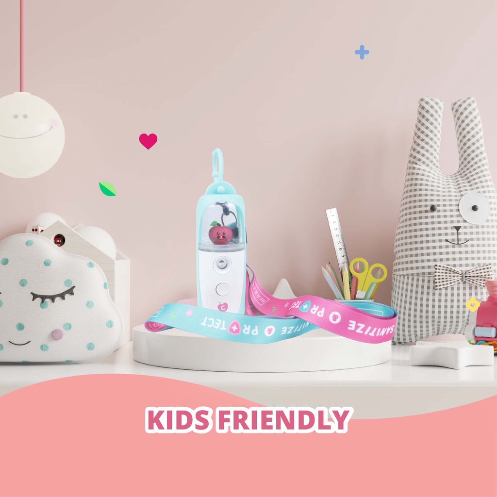 BerryC Nano Mist Spray Sanitizer 30ML dengan karakter BerryC mungil untuk anak - dewasa face mist sprayer embun fog mungil personal portable rechargable usb putih white simple kuat new design awet sanitize sterilize moisturize