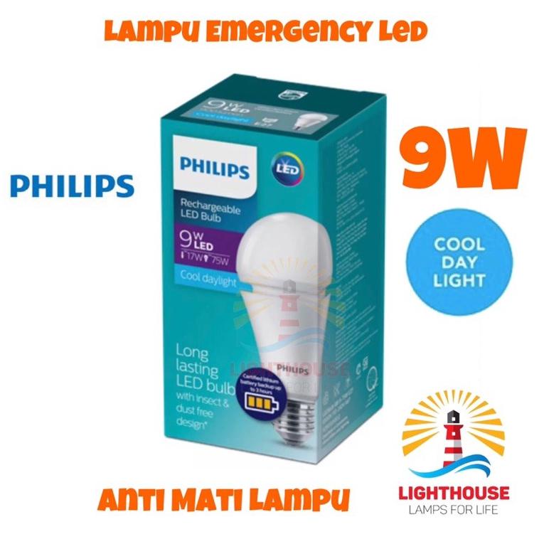 Philips Lampu Emergency Led Bulb Rechargeable 9W E27 Putih 9 Watt [KHR.18Oc22ᵁ]
