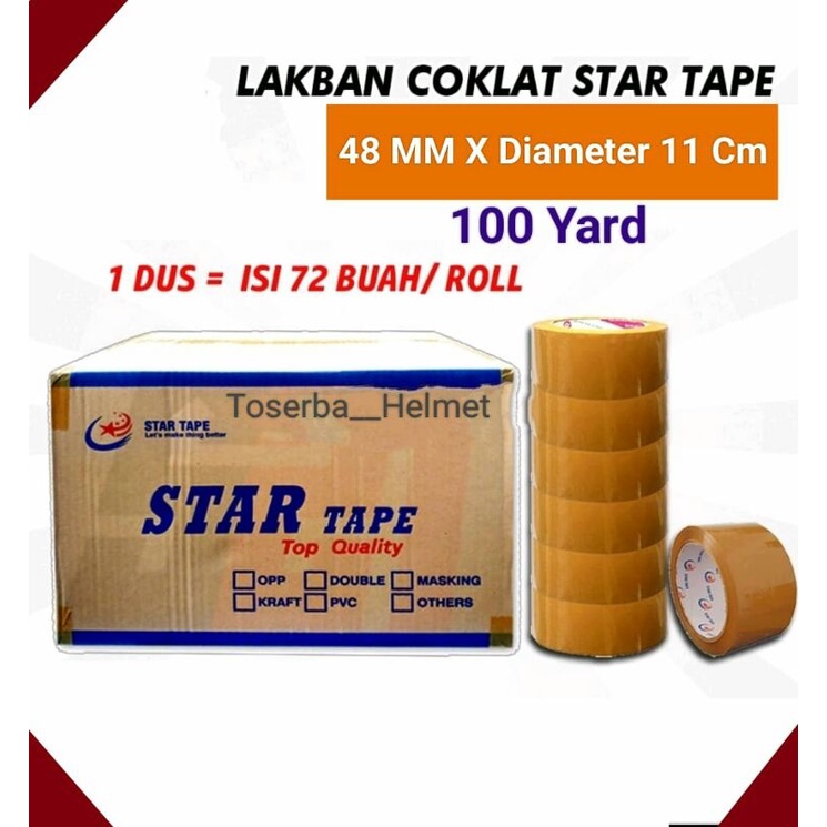 

Lakban STAR TAPE Isi 6 Roll (48 Mm X 100 Yard) Cokelat