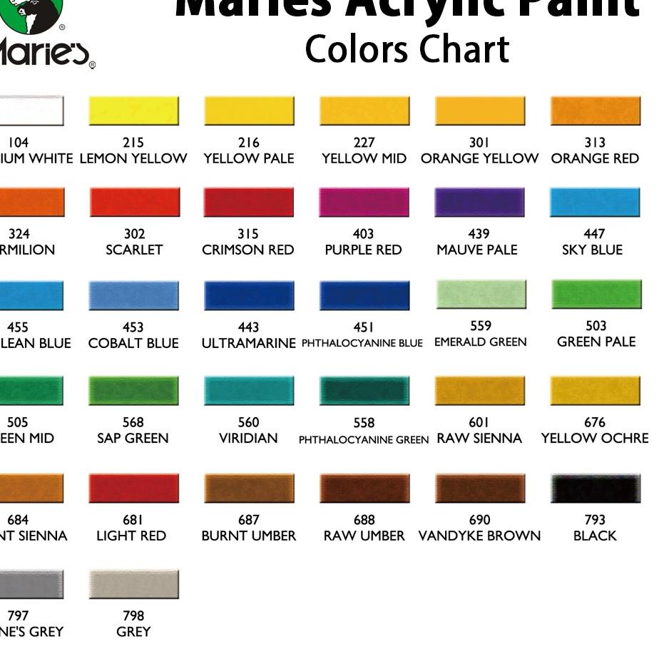 

wr⋆Model Baru➧ Maries Acrylic Colour 75ml / Cat Acrylic Maries 75 ml (kelompok warna 1) 95 ➧