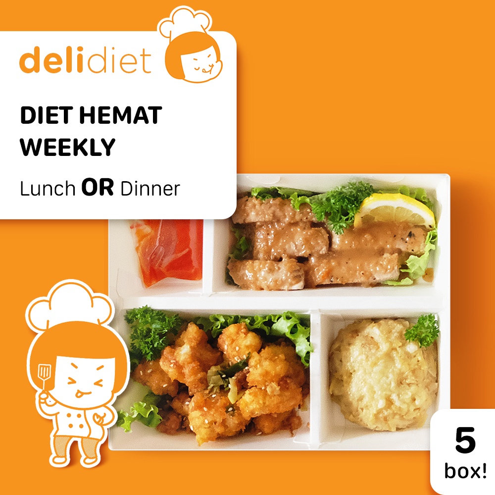 

DeliDiet Paket WEEKLY Lunch OR Dinner (5 box-5 days) Katering Program Diet TerENAK HEMAT EFEKTIF