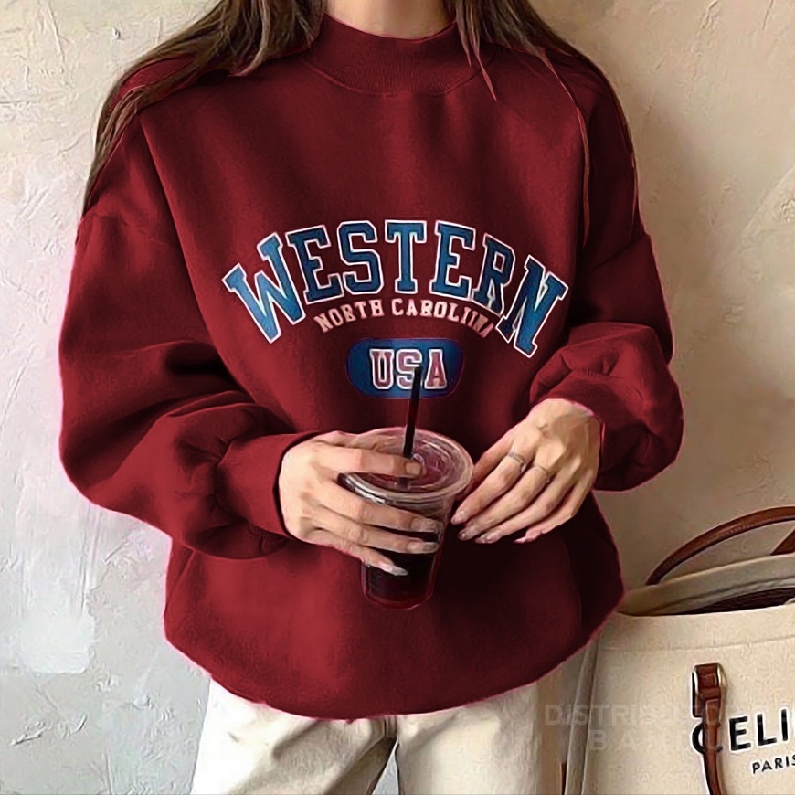 Sweater Crewneck Western Oversize | Old School Style Sweatshirt | Size M - L - XL - XXL | Pakaian Pria Dan Wanita | Bahan Fleece