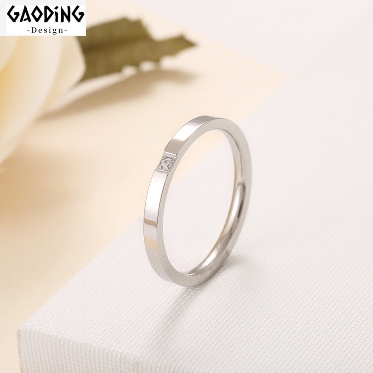 Cincin Berlian Zircon Luminescent Bahan Stainless Steel Warna Silver Untuk Wanita