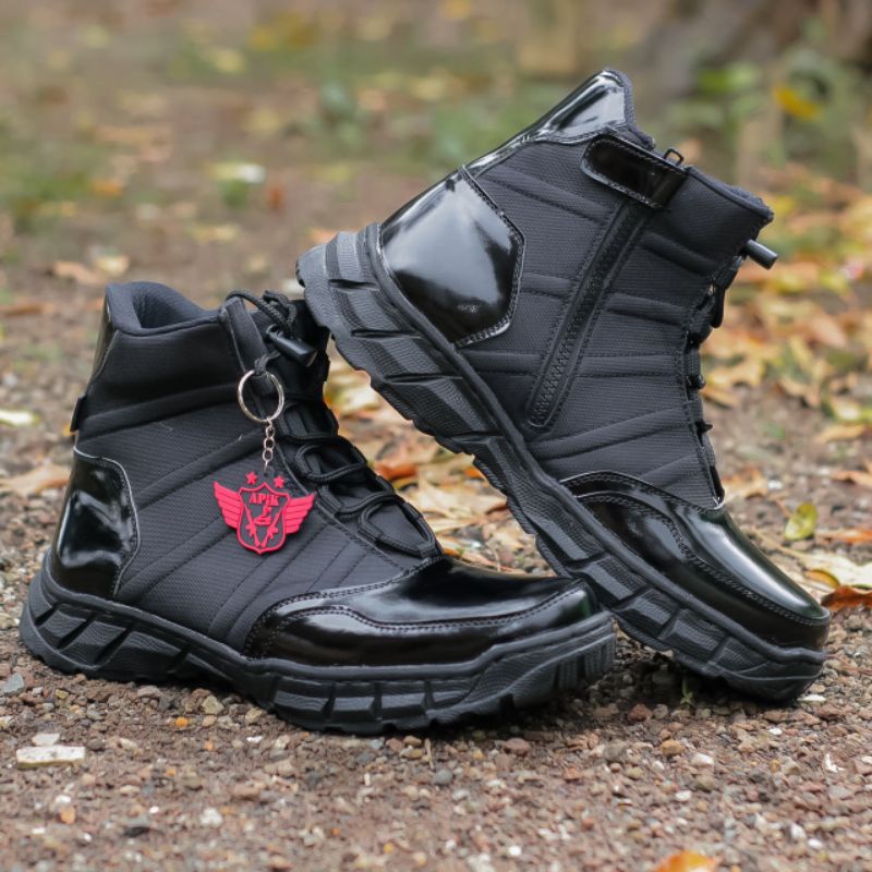 SEPATU PDL NINJA TITAN PENDEK MERK APIK BAHAN KULIT SAPI ASLI SEPATU PDL DINAS LAPANGAN TNI POLRI SECURITY SATPAM SEPATU PDL POLANTAS MODEL TERBARU