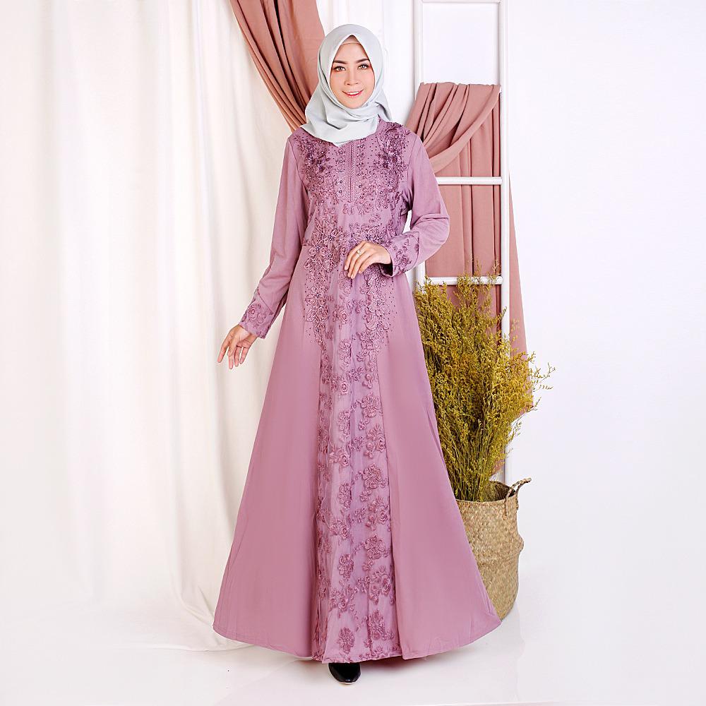 Model Baju Gamis Renda Brokat Import Cantik Terbaru Grosir -801