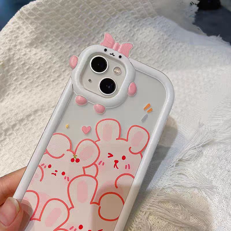 Ins Casing iPhone 14 14pro 14Plus 14prm 13 13pro 13prm 11 6splus 7Plus 8Plus Xr XS 13 12pro Max Motif Kelinci Shockproof