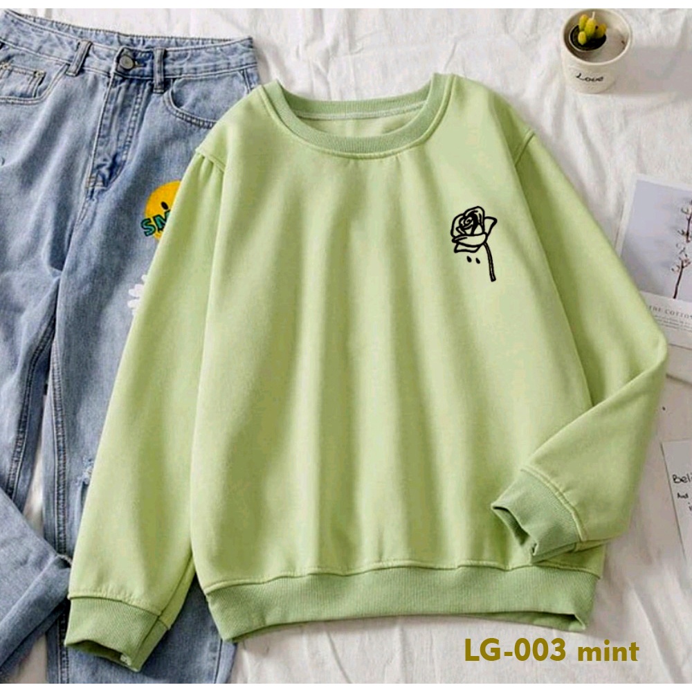 AA1- Sweater Oversize Cewek Fleece LG-003 Mawar