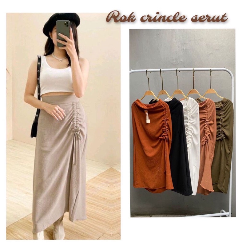 Treeya Korean Skirt / Rok Span Serut Casual