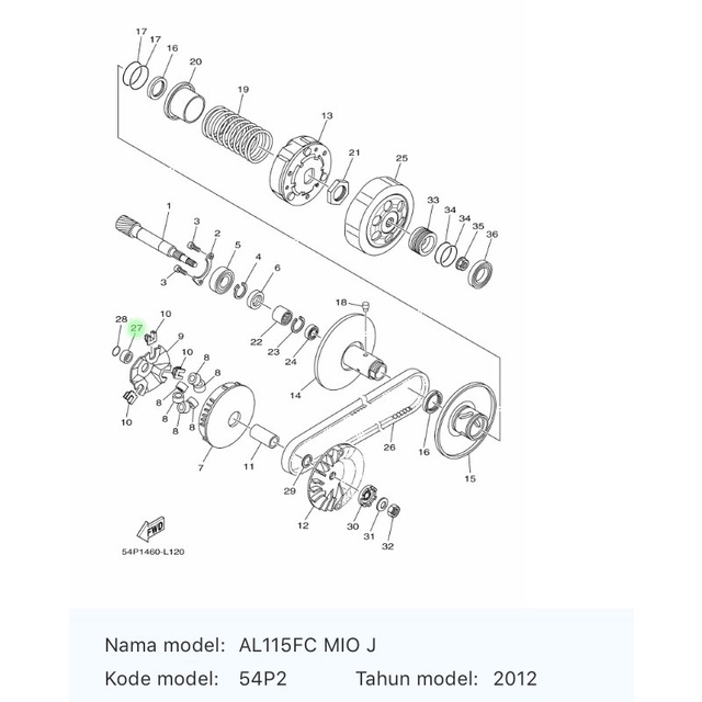 Bos Tutup Rumah Roller Mio J, Xeon / Collar 44D-E7645-00