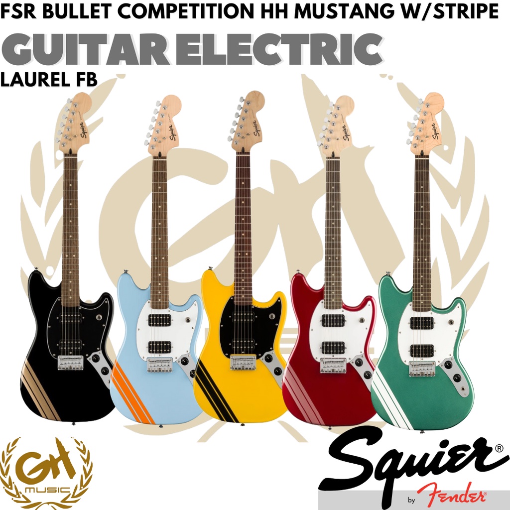 Squier FSR Bullet Competition HH Mustang w/ Stripes, Electric Guitar